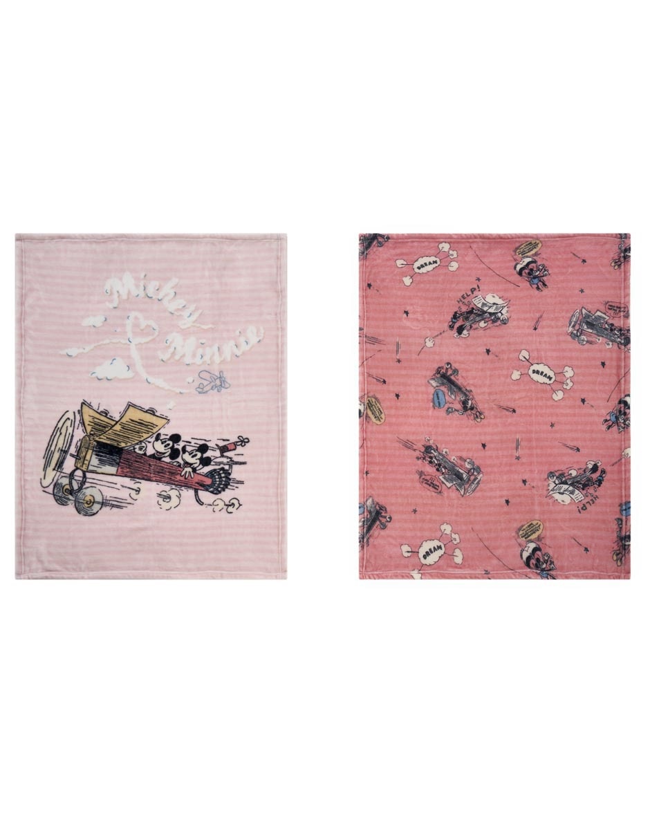 Set cobijas manta envolvente de tejido suave Duo pack cobertor cunero Mickey para bebé 4