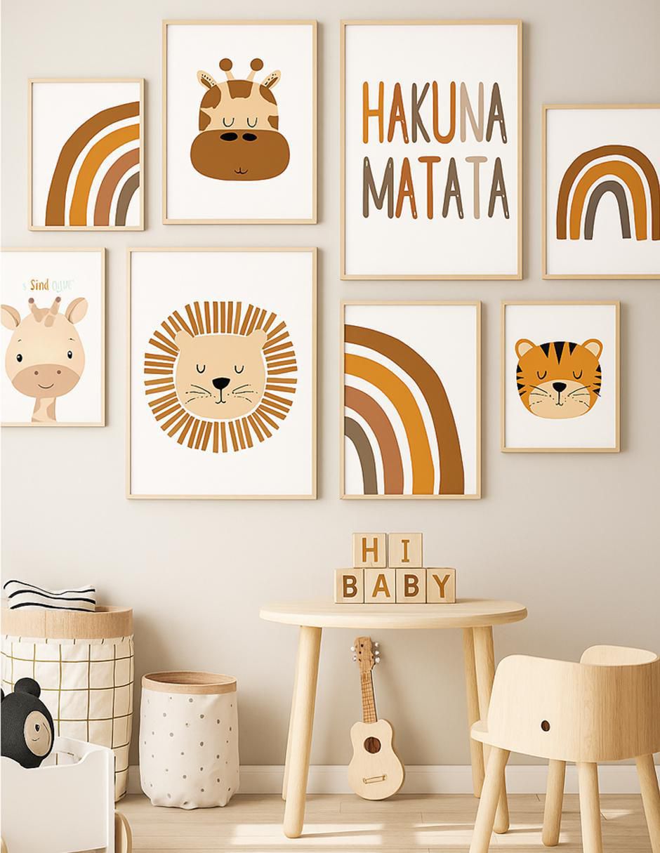 Juego de cuadrosSet de 8 Lienzos Infantiles Estilo Boho Safari 2