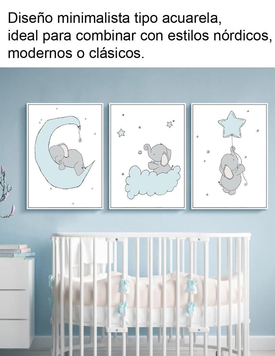 Juego de cuadros Set Lienzos Decorativos de Elefantes
 técnica impresión 2